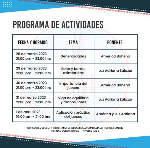 Programa de actividades Curso Jueceo - marzo abril 2023